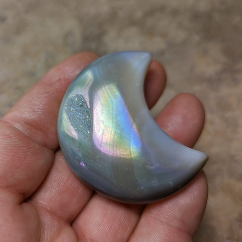 Angel Aura Druzy Agate Moon~CRADAM19