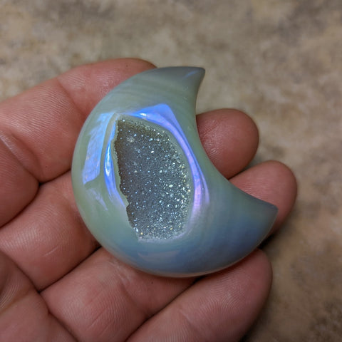 Angel Aura Druzy Agate Moon~CRADAM20