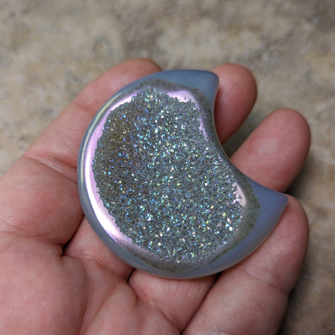 Angel Aura Druzy Agate Moon~CRADAM21