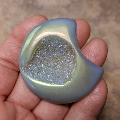 Angel Aura Druzy Agate Moon~CRADAM22