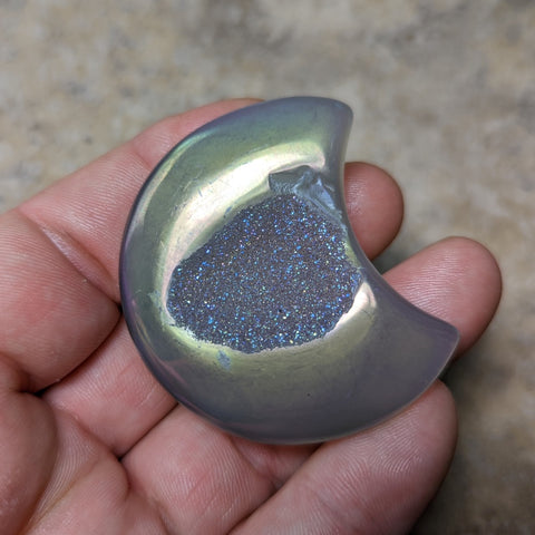 Angel Aura Druzy Agate Moon~CRADAM24