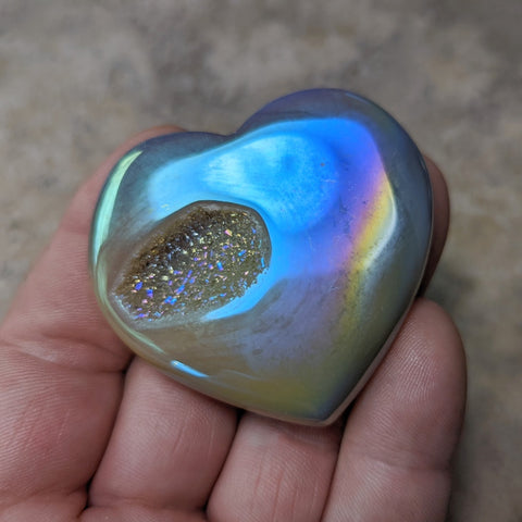 Angel Aura Druzy Agate Heart~CRADAH10