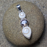 Shell Spiral & Smoky Quartz Pendant~JSSSSQ02