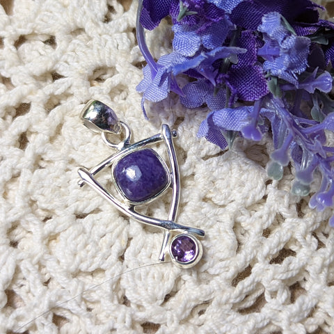 Charoite & Amethyst Pendant~JSSCHAMP