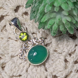 Green Chalcedony & Peridot Pendant~JSSGCPRP