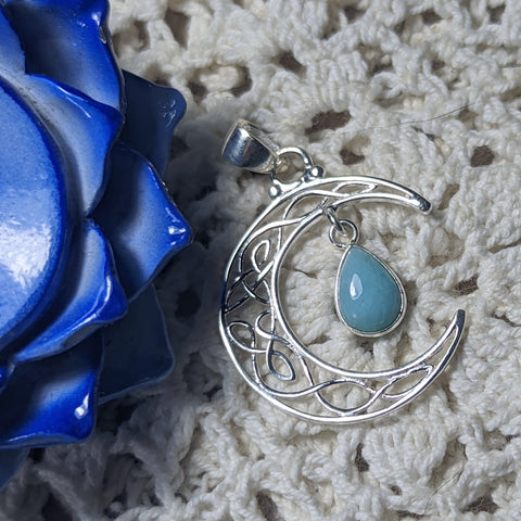 Amazonite Moon Pendant~JSSAMAMP