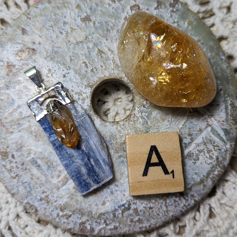 Blue Kyanite & Citrine Pendant~JSPBKYCT