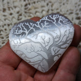 Tree Etched Selenite Heart~CRSFOLTR