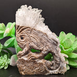 Lizard Carving Quartz on Matrix~CRQMLZD1