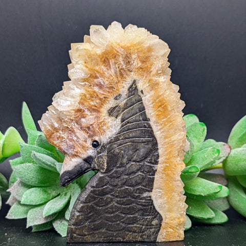 Bird Carving Golden Healer Quartz on Matrix~CRQBRD07