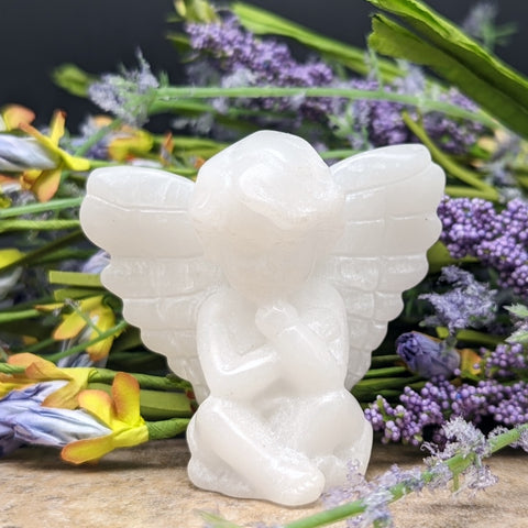 White Jade Cherub Carving~CRWJCHB1