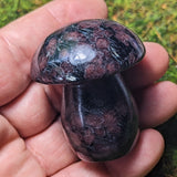 Garnet in Arfvedsonite Mushroom Carving~CRGARFMM