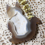 Druzy Agate Cat Carving~CRACAT04