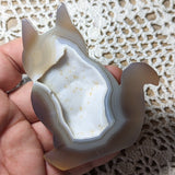 Druzy Agate Cat Carving~CRACAT04