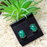 Malachite Post Earrings-Oval~JSSMLOE3