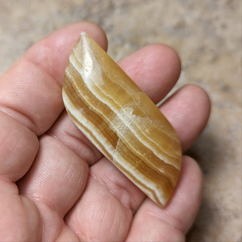 Yellow Calcite Palm Stone~CRYCPS03