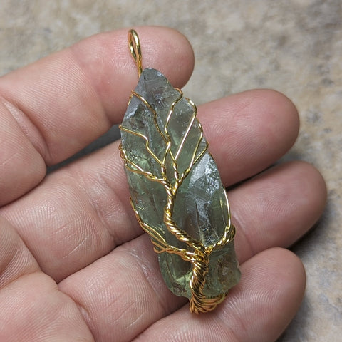 Prasiolite (Green Amethyst) Tree Pendant~JPTWWP04