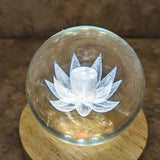 Glass Laser Etched Lotus Sphere~GLASELOT