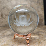 Glass Laser Etched Lotus Sphere~GLASELOT