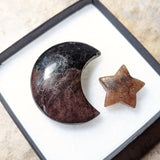 Garnet in Arfvedsonite Moon Carving~CRGAMN05