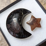 Garnet in Arfvedsonite Moon Carving~CRGAMN07