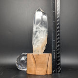 Polished Quartz Crystal in Wood Stand~CRQCWS28