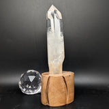 Polished Quartz Crystal in Wood Stand~CRQCWS28