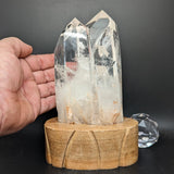 Polished Triplet Quartz Crystal in Wood Stand~CRQCWS32