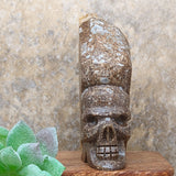 Golden Healer Quartz on Matrix Skull Carving~CRGHQSC1