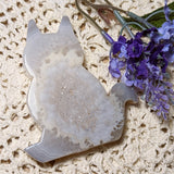 Druzy Agate Cat Carving~CRACAT01