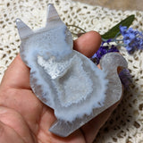 Druzy Agate Cat Carving~CRACAT06