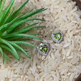 Peridot Heart Post Earrings~ JSSPHPE1