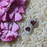 Almandine Garnet Heart Post Earrings~JGAREAR1