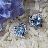 Aquamarine Heart Post Earrings~JSSAMHPE