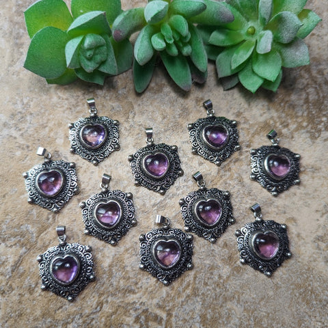 Amethyst Heart Pendant~JPAMETHY