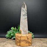 Quartz Crystal in Wood Stand~CRQCWS04