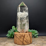 Quartz Crystal in Wood Stand~CRQCWS05