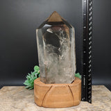 Quartz Crystal in Wood Stand~CRQCWS10