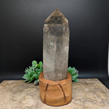 Quartz Crystal in Wood Stand~CRQCWS10