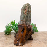 Lodolite Quartz Crystal in Wood Branch Stand~CRQCWS21