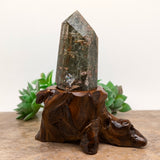 Lodolite Quartz Crystal in Wood Branch Stand~CRQCWS21