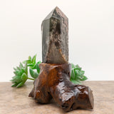 Lodolite Quartz Crystal in Wood Branch Stand~CRQCWS23