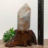 Lodolite Quartz Crystal in Wood Branch Stand~CRQCWS24