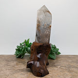 Lodolite Quartz Crystal in Wood Branch Stand~CRQCWS24