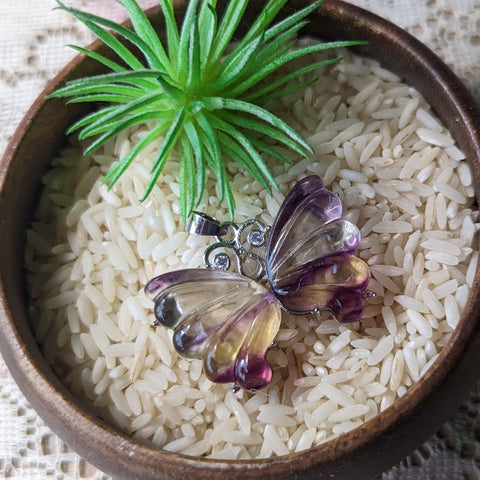 Fluorite Butterfly Pendant~JFBTFLY3