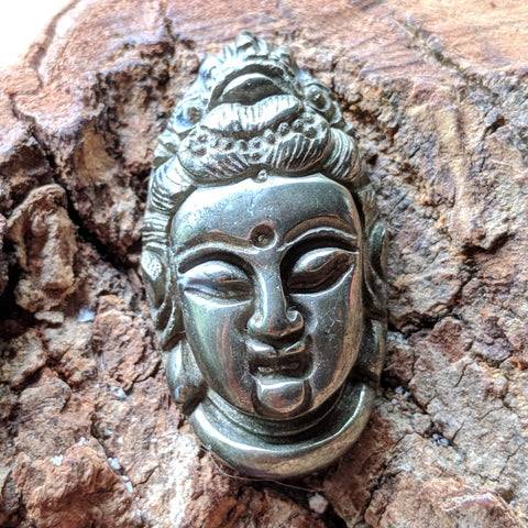 Pyrite Kuan Yin Face Bead~CRPYKYFB